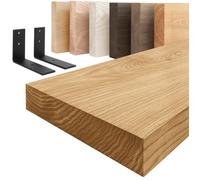 LAMO Manufaktur Étagère murale avec supports en L noirs Étagère 100 cm largeur Couleur: rustique Bord: droit