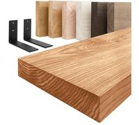 LAMO Manufaktur Étagère murale avec supports en L noirs Étagère 140 cm largeur Couleur: foncé Bord: droit