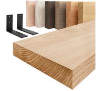 LAMO Manufaktur Étagère murale avec supports en L noirs Etagere murale 60 cm Couleur: naturel Bord: droit