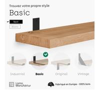 LAMO Manufaktur Étagère murale avec supports en L noirs Etagere murale 60 cm Couleur: rustique, Bord: droit