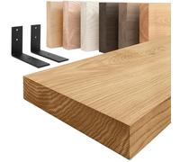 LAMO Manufaktur Étagère Murale avec Supports en L Noirs | Etagere Murale 80 cm pour Salon, Cuisine, Bureau Style Industriel | Couleur: Rustique, Bord: Droit | Qualité Artisanale, Bois Massif