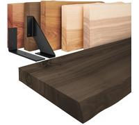LAMO Manufaktur Étagère murale avec supports en V blancs Etagere 40 cm largeur Couleur: noir, Bord : naturel