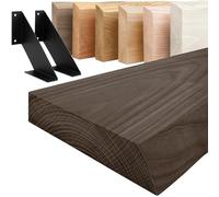 LAMO Manufaktur Étagère Murale avec Supports en V Noirs | Étagère 120 cm Largeur pour Salon, Espace de Travail Style Industriel | Couleur : Noir, Bord : Naturel | Qualité Artisanale, Bois Massif