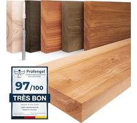 LAMO Manufaktur Étagère Murale en Bois Massif, Bord régulier Droit, étagère Flottante Montage Invisible Naturel 90cm, LWG-01-A-002-90W