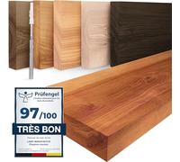 LAMO Manufaktur Étagère Murale en Bois Massif, Bord régulier Droit, étagère Flottante Montage Invisible Foncé 80cm, LWG-01-A-004-80W