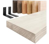 LAMO Manufaktur étagère Murale en Bois Massif, Bord régulier, étagère de Rangement Basic, Bois Blanche/équerre Noire 70cm, LWG-01-A-007-70LS