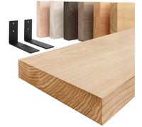 LAMO Manufaktur étagère Murale en Bois Massif, Bord régulier, étagère de Rangement Basic, Bois Naturel/équerre Noire 60cm, LWG-01-A-002-60LS