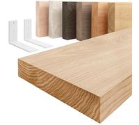 LAMO Manufaktur étagère Murale en Bois Massif, Bord régulier, étagère de Rangement Basic, Bois Naturel/équerre Blanche 60cm, LWG-01-A-002-60LW