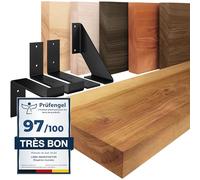 LAMO Manufaktur étagère Murale en Bois Massif, Bord régulier, étagère de Rangement Original, Bois Rustique/équerre Blanche 70cm, LWG-01-A-003-70ZW