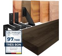 LAMO Manufaktur étagère Murale en Bois Massif, Bord régulier, étagère de Rangement Original, Noire/Noire 60cm, LWG-01-A-005-60ZS