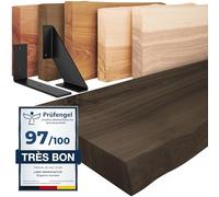 LAMO Manufaktur étagère Murale en Bois Massif, irrégulier, étagère de Rangement Basic, Bois foncé/équerre Blanche 60cm, LW-01-A-004-60LW