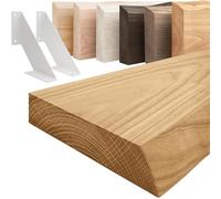 LAMO Manufaktur étagère Murale en Bois Massif, irrégulier, étagère de Rangement Vintage, Bois Rustique/équerre Blanche 60cm, LW-01-A-003-60VW