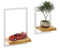 LAMO Manufaktur Étagères murales Set 2pcs 15/20cm | Petite étagère en Bois pour Chambre, étagère Murale Cuisine | Couleur: Rustique, Cadre: Ivoire