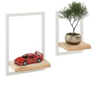 LAMO Manufaktur Étagères murales Set 2pcs 15/20cm | Petite étagère en Bois pour Chambre, étagère Murale Cuisine | Couleur: Naturel, Cadre: Ivoire