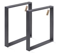 LAMO Manufaktur Lot de 2 Pieds de Table à Manger ou de Bureau, modèle Simple Massive, Profil 80x20 mm, 60x72 cm (L x H), Grise, LTS-01-C-CC-7016