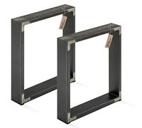 LAMO Manufaktur Lot de 2 Pieds de Table Basse, modèle Simple Massive, Profil 80x20 mm, 30x43 cm (L x H), Acier Brut, LTS-01-C-AA-0000