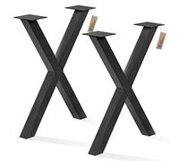 LAMO Manufaktur Pieds pour Table à Manger | Pieds de Bureau, modèle : Mark Light | Profil 60x60 mm | Taille 60x72 cm (L x H) | Noir| 2 pièces | LTS-03-G-CC-9005