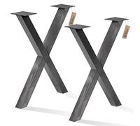 LAMO Manufaktur Pieds pour Table à Manger | Pieds de Bureau, modèle : Mark Light | Profil 60x60 mm | Taille 80x72 cm (L x H) | Acier Brut| 2 pièces | LTS-03-G-FF-0000