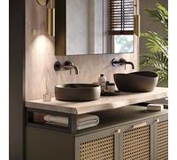 LAMO Manufaktur Plan Vasque en Bois, Plan sous Vasque Salle de Bain, Plan de Toilette, Plan Suspendu, Bord Naturel irrégulier (sans kit de Fixation), 160x55 cm (L x H), Brut, LWP-01-A-001-DO