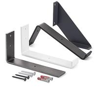 LAMO Manufaktur Support mural en métal, équerre pour étagère murale, Basic, Noir 25x10x4 cm, 1 pièce, LLR-L-250-9005