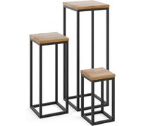LAMO Manufaktur SET 30cm/50cm/70 cm Support Plantes | Piédéstal pour Plantes | Porte-plantes Interieur Cadre Blanc Gris | Plateau 100% Bois Massif Couleur: Rustique