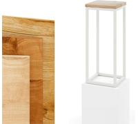 LAMO Manufaktur 50 cm Support Plantes | Piédéstal pour Plantes | Porte-plantes Interieur Cadre Noir | Plateau 100% Bois Massif Couleur: Rustique