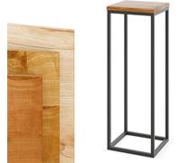 LAMO Manufaktur 70 cm Support Plantes | Piédéstal pour Plantes | Porte-plantes Interieur Cadre Blanc Gris | Plateau 100% Bois Massif Couleur: Naturel