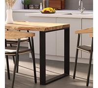 LAMO Manufaktur Table à Manger, Cuisine ou Table de Bureau Bords naturels irréguliers 120x80x76 cm (AxBxH), Modern, Naturel/Noir, LEB-01-A-002-9005M