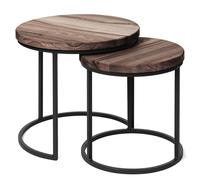 LAMO Manufaktur Table basse gigogne en bois rond - lot de 2 pièces - Table d'appoint bout de canapé Couleur : ébène pieds : noir