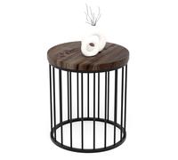LAMO Manufaktur Table Basse Ronde en Bois et Metal 40 x 42 cm - Table d'appoint canapé pour Salon Moderne - Design scandinave, Style Industriel, Touche déco Chic - Couleur : ébène, Pieds : Noir