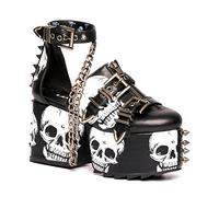 LAMODA Femme Through The Night Wedges, Tête de Mort Noire, 36 EU