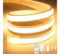 Lamomo Bande LED COB - Blanc chaud - Intensité variable - 6 m - Avec télécommande - 3000 K - Autocollant - Étanche - 10 mm de large - Bande lumineuse flexible en silicone pour décoration intérieure