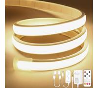 Lamomo Bande LED COB - Blanc naturel - Intensité variable - 6 m - Avec télécommande - 4000 K - Autocollant - Étanche - 10 mm de large - Bande lumineuse flexible en silicone pour décoration intérieure