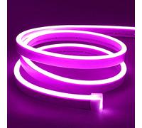 Lamomo Neon Ruban Led 5m, 12V Pourpre Bande Led, Flexible Étanche Découpable Silicone Bandeau Lumineuse Led pour Intérieur Décoration, Chambre, DIY Sign (Adaptateur électrique non inclus)