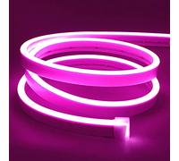 Lamomo Neon Ruban Led 5m, 12V Rose Bande Led, Flexible Étanche Découpable Silicone Bandeau Lumineuse Led pour Intérieur Décoration, Chambre, DIY Sign (Adaptateur électrique non inclus)