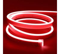 Lamomo Neon Ruban Led 5m, 12V Rouge Bande Led, Flexible Étanche Découpable Silicone Bandeau Lumineuse Led pour Intérieur Décoration, Chambre, DIY Sign (Adaptateur électrique non inclus)