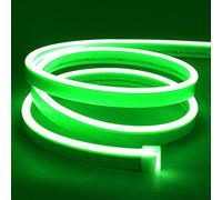 Lamomo Neon Ruban Led 5m, 12V Vert Bande Led, Flexible Étanche Découpable Silicone Bandeau Lumineuse Led pour Intérieur Décoration, Chambre, DIY Sign (Adaptateur électrique non inclus)