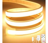 Lamomo Ruban LED COB, Blanc chaud Dimmable Bandeau avec télécommande, 3m | Silicone, Découpable, étanche, Flexible, Auto-adhésif, 3000K, 24V pour Décoration maison, Cuisine, Largeur 10mm, CRI90+