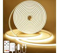 Lamomo Ruban LED COB, Blanc Naturel10M Bandeau Led avec télécommande, IP65 étanche, Flexible, 3000K, Largeur 10mm, Dimmable, Silicone, Découpable, 24V Néon Strip pour Décoration maison, Cuisine