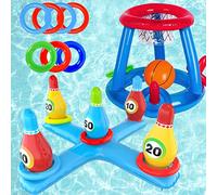 LAMOOER Piscine Gonflable Jouets de Basket-Ball Bowling Cross Toss Set, Natation Beach Ball Toss Games Summer Party Fun Favors Water Battle Game pour Enfants et Adultes