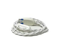 LaMorell LightDesign Câble d'alimentation pour abat-jour avec câble électrique tissé. Tresse blanche, 1,80 m (130 + 50), 230 volts AC, Mâle à Femelle, Fabriqué en Italie