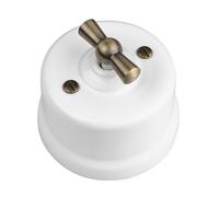 LaMorell LightDesign - Commutateur/Déviateur En Porcelaine Blanc Commande Boutonnière En Métal Gris Fer ø65mm