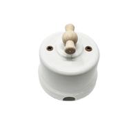 LaMorell LightDesign - Commutateur/Déviateur En Porcelaine Blanche Commande Boutonnière en Bois ø65mm