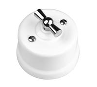 LaMorell LightDesign - Commutateur/Déviateur En Porcelaine Blanche Commande Boutonnière En Métal Galvanisé ø65mm