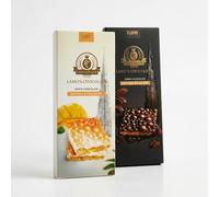 LAMO'S - Chocolat Mangue Crunchy & Chocolat Noir Praliné Noix de Pécan | Fabriqué à Dubaï | Chocolat Suisse | Lot de 2 tablettes (160 g)