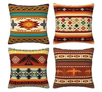 LAMOSPY Housses de coussin décoratives amérindiennes pour canapé, motif tribal du sud-ouest, rouge et marron, 45,7 x 45,7 cm (45,7 x 45,7 cm, amérindien)