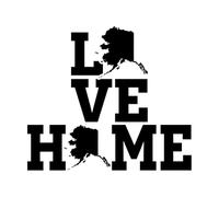 L'amour de l'État d'Alaska Stickers gravés 51x58cm Étanche Noir