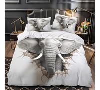 L'amour des éléphants Parure de Lit Imprimé en 3D Ultra Douce Résistante Conception florale artistique Housse de Couette Microfibre résistante Fermeture Éclair Respirante for Fille King（220x240cm）