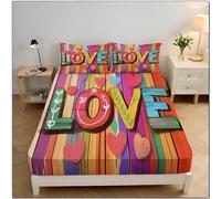 l'amour du Bois Drap Housse Microfibre 90x190x30cm Housse De Matelas 30 Cm Profondeur pour Matelas épais, Graffitis À L'Aquarelle Draps Housses Doux, Multicolore