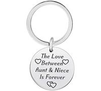 L'amour entre la tante et la petite-fille est toujours porte-clés en acier inoxydable, porte-clés de Keychain Tante cadeau d'anniversaire, rond pratique et Clever